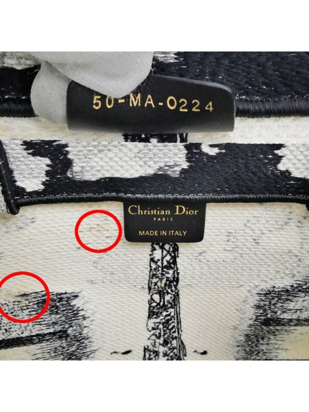 Christian Dior Book Tote Eiffel Tower Monotone Black And White Handbag - Picture 6 of 10